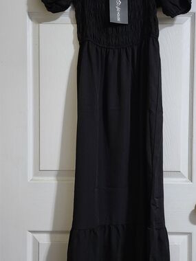 Style House Black Maxi Dress with Smocked Bodice